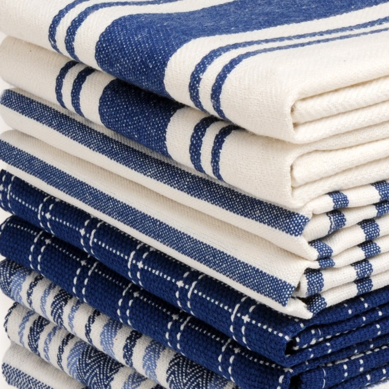10 Pack 100% Cotton Kitchen Towels - Flat Weave, Absorbent & Durable Dish Towels for Cooking, Cleaning & Drying - Perfect for Christmas & Holiday Kitchens