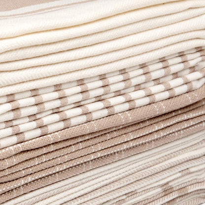 10 Pack 100% Cotton Kitchen Towels - Flat Weave, Absorbent & Durable Dish Towels for Cooking, Cleaning & Drying - Perfect for Christmas & Holiday Kitchens