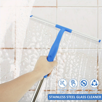Window scraper cleaner professional window cleaning tool kit, with scraper and scrubber, detachable glass cleaning tool, with 53.0-inch stainless steel rod, suitable for car and home windows, Professional Window Maintenance, Lightweight Tool Kit