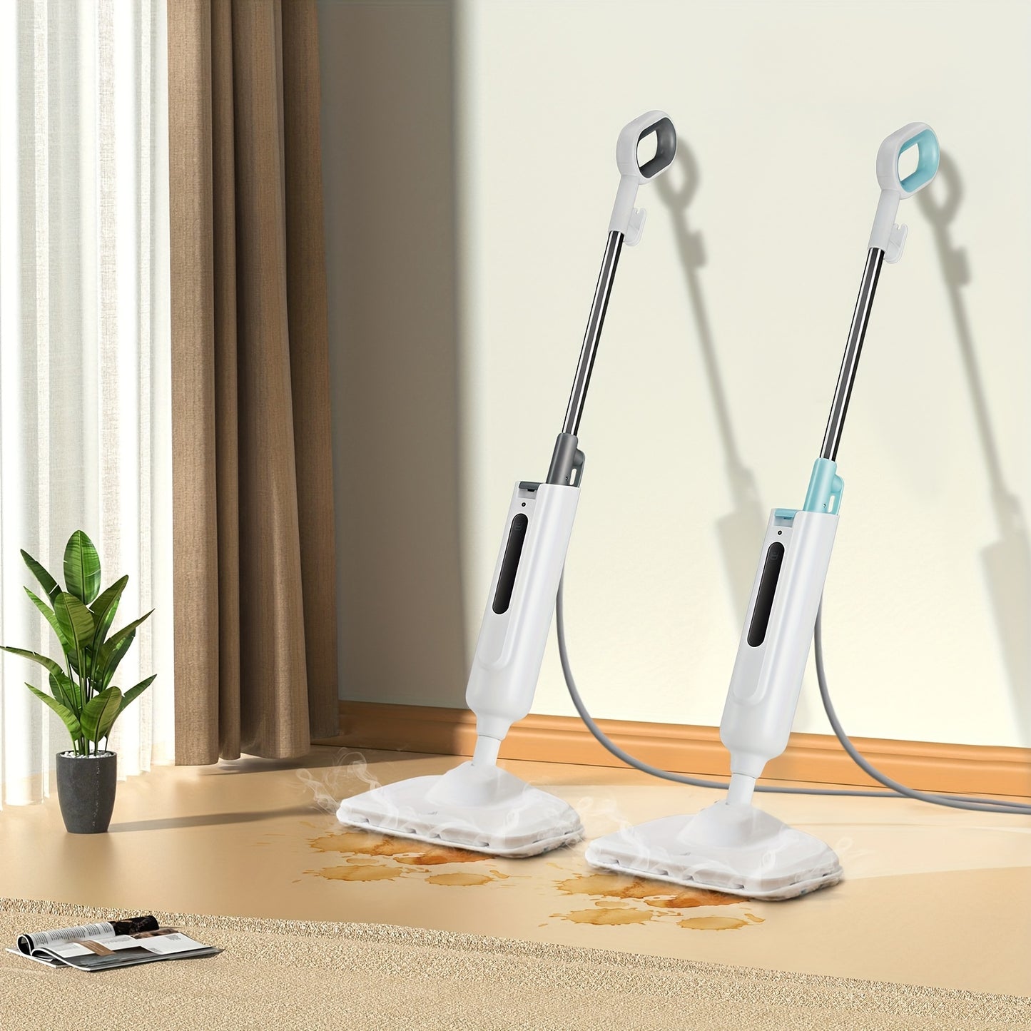 7-in-1 Steam Mop | Hardwood Floor Steamer, Powerful Cleaner for Carpet, Laminate, and Tiles, 3 Adjustable Steam Settings, 30s Fast Heat-up, Includes Carpet Glider & 2 Washable Microfiber Pads, Detachable Handheld Steamer for Walls, Metal, 120