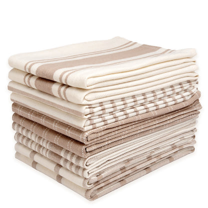 10 Pack 100% Cotton Kitchen Towels - Flat Weave, Absorbent & Durable Dish Towels for Cooking, Cleaning & Drying - Perfect for Christmas & Holiday Kitchens
