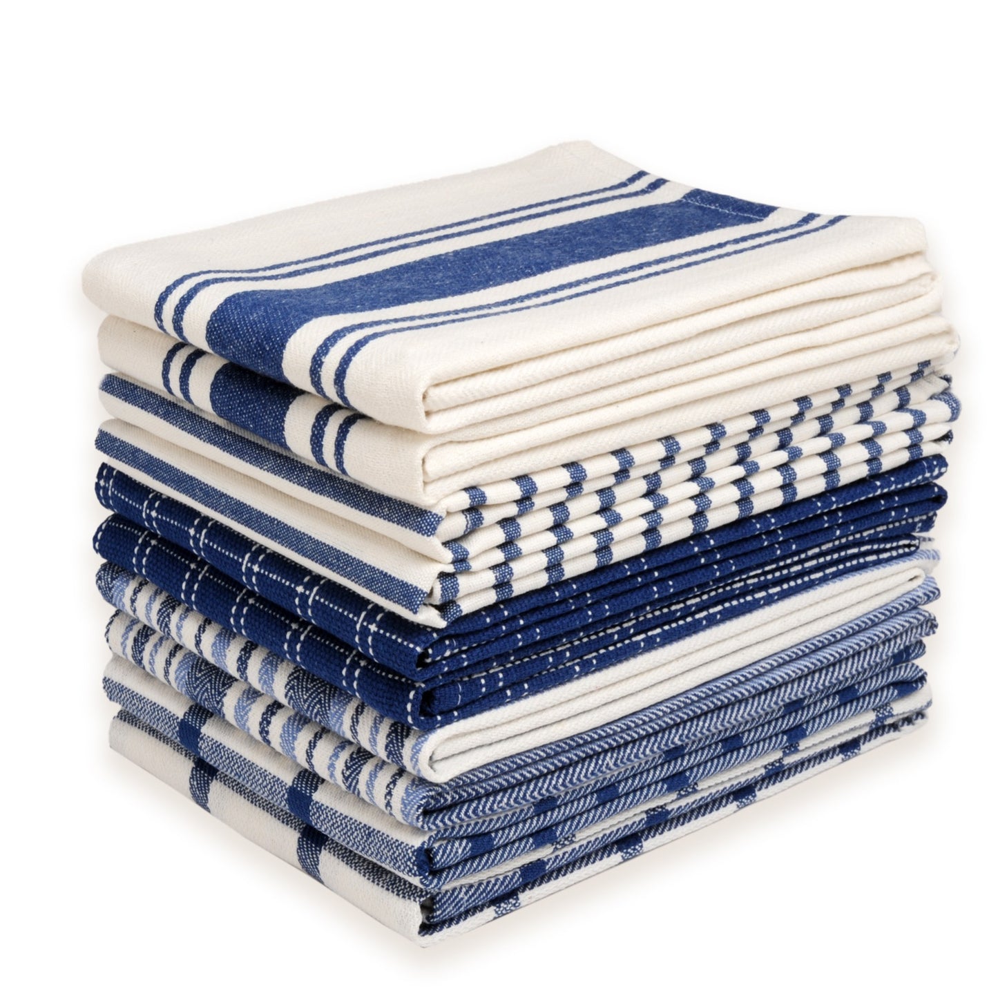 10 Pack 100% Cotton Kitchen Towels - Flat Weave, Absorbent & Durable Dish Towels for Cooking, Cleaning & Drying - Perfect for Christmas & Holiday Kitchens