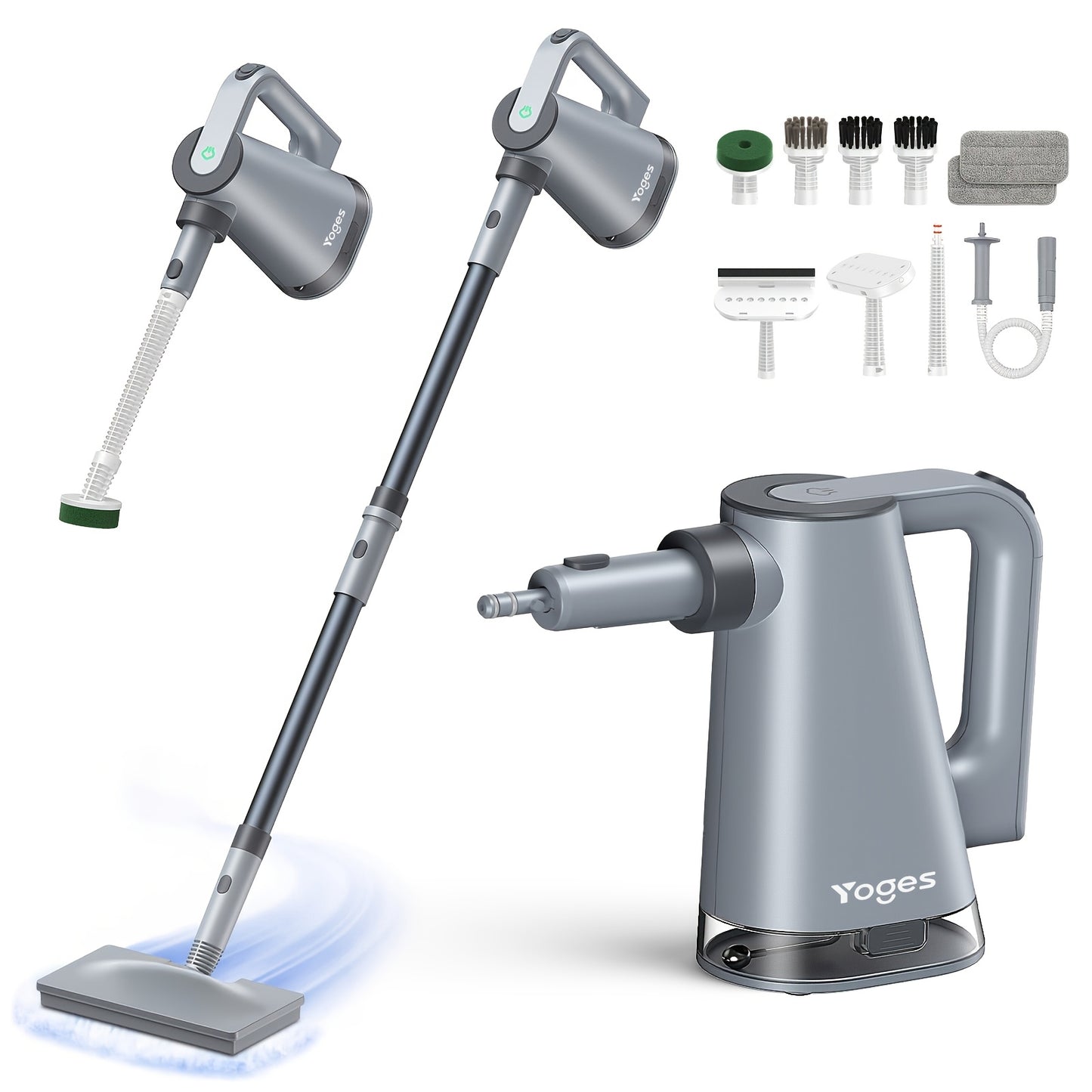 Steam mop, steam cleaner, detachable handheld carpet cleaner, household and floor cleaner, corded household steam cleaner, 10in 1 multifunctional accessory and 2 mats, powerful sofa steamer, hardwood, tiles, cement paste, windows, kitchen, bathroom
