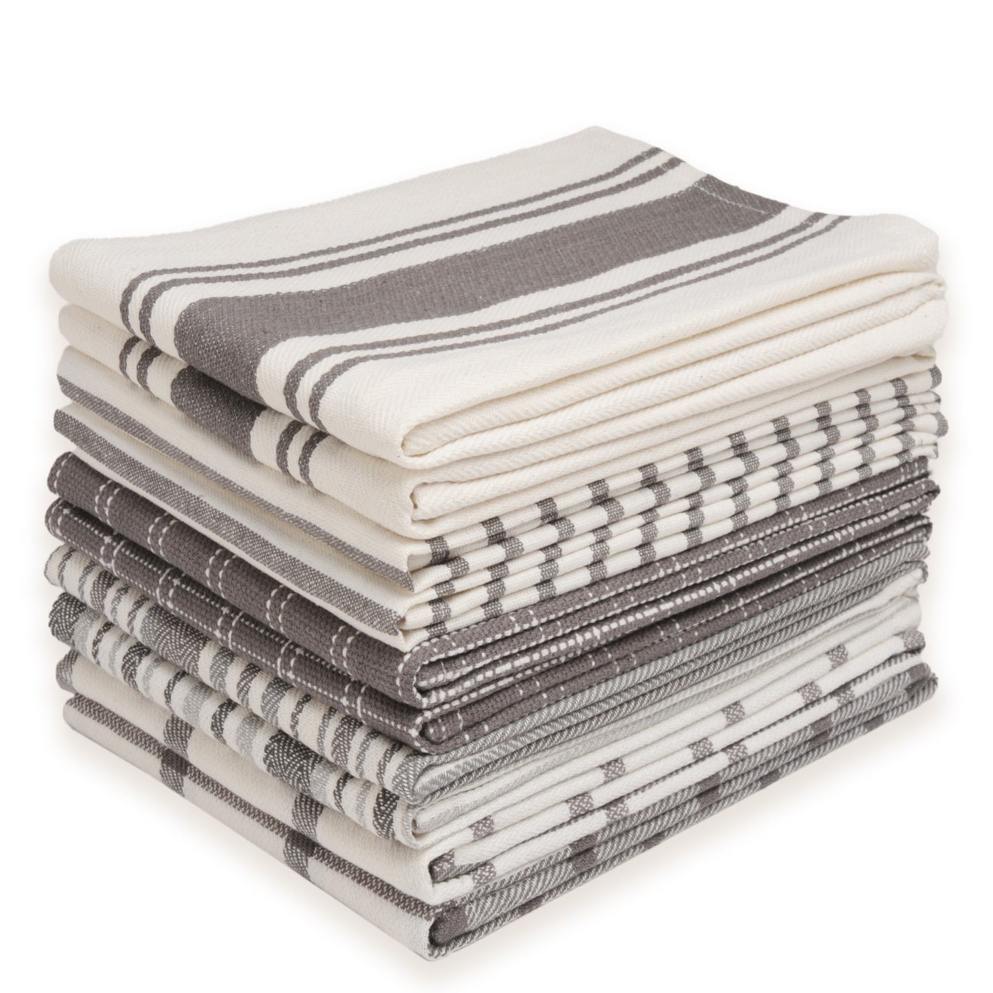 10 Pack 100% Cotton Kitchen Towels - Flat Weave, Absorbent & Durable Dish Towels for Cooking, Cleaning & Drying - Perfect for Christmas & Holiday Kitchens
