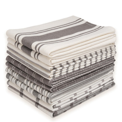 10 Pack 100% Cotton Kitchen Towels - Flat Weave, Absorbent & Durable Dish Towels for Cooking, Cleaning & Drying - Perfect for Christmas & Holiday Kitchens