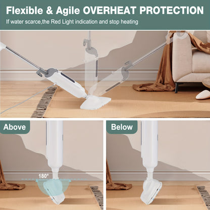 7-in-1 Steam Mop | Hardwood Floor Steamer, Powerful Cleaner for Carpet, Laminate, and Tiles, 3 Adjustable Steam Settings, 30s Fast Heat-up, Includes Carpet Glider & 2 Washable Microfiber Pads, Detachable Handheld Steamer for Walls, Metal, 120