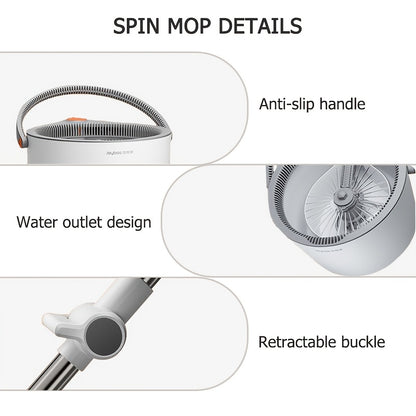 Joybos 360° Spin Mop Set with 4 Reusable Microfiber Pads | Extendable Stainless Steel Handle, Manual Floor Cleaning System for Wet\u002FDry Use, Ideal for Home, Kitchen, Bathroom, Living Room, Toilet - No Electricity Needed, Perfect Mother'S Day Gift