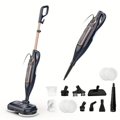 Meet The Steam Mop, 10in 1 Lightweight Spin Mop with Steam Blaster Technology, Scrubbing Steam Mop with Rotating Mop Pads, 3 Steam Modes & LED Headlights for Hard Floor Laminate Marble Floors