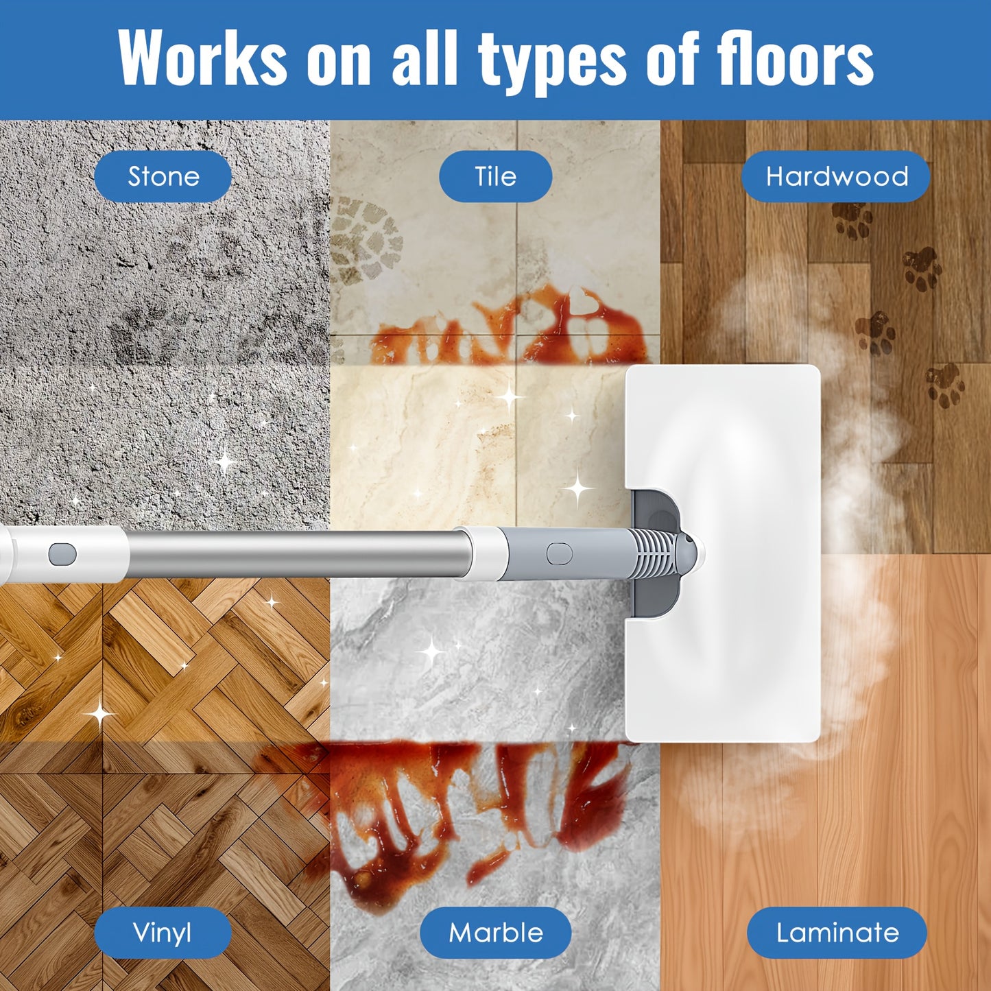 Steam mop, steam cleaner, detachable handheld carpet cleaner, household and floor cleaner, corded household steam cleaner, 10in 1 multifunctional accessory and 2 mats, powerful sofa steamer, hardwood, tiles, cement paste, windows, kitchen, bathroom