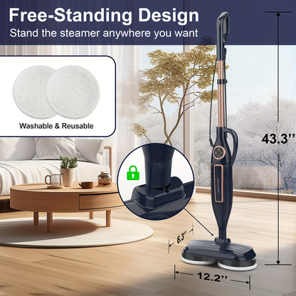 Meet The Steam Mop, 10in 1 Lightweight Spin Mop with Steam Blaster Technology, Scrubbing Steam Mop with Rotating Mop Pads, 3 Steam Modes & LED Headlights for Hard Floor Laminate Marble Floors