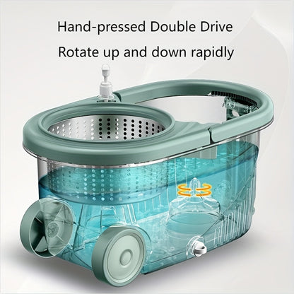 A Set Of Mops, Household Dual-drive Rotary Mops And Bucket Sets, No-wash Mops, Dry And Wet Two, Wash Two In One, 360 Degrees Option for All Kinds Of Floors
