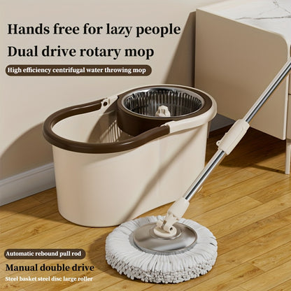 A Set Of Mops, Household Dual-drive Rotary Mops And Bucket Sets, No-wash Mops, Dry And Wet Two, Wash Two In One, 360 Degrees Option for All Kinds Of Floors