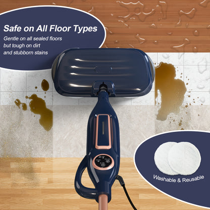Meet The Steam Mop, 10in 1 Lightweight Spin Mop with Steam Blaster Technology, Scrubbing Steam Mop with Rotating Mop Pads, 3 Steam Modes & LED Headlights for Hard Floor Laminate Marble Floors