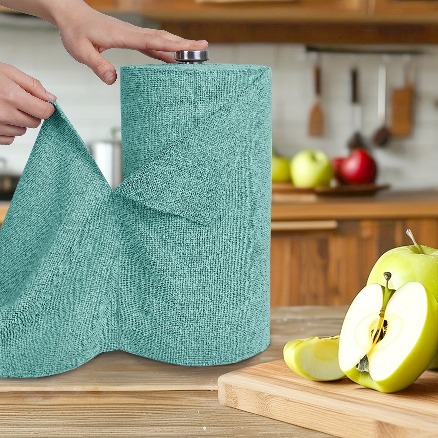 Reusable Microfiber\u002F\u002FNylon Cleaning Cloths Roll - Washable Tear-Off Paper Towels with 12×12 Absorbent Rags, Dishcloths Suitable for Kitchen, House, Car - Cost-Effective & Replacement Sheets
