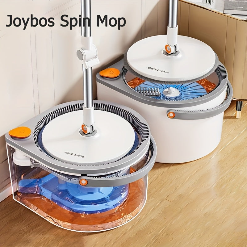 Joybos 360° Spin Mop Set with 4 Reusable Microfiber Pads | Extendable Stainless Steel Handle, Manual Floor Cleaning System for Wet\u002FDry Use, Ideal for Home, Kitchen, Bathroom, Living Room, Toilet - No Electricity Needed, Perfect Mother'S Day Gift