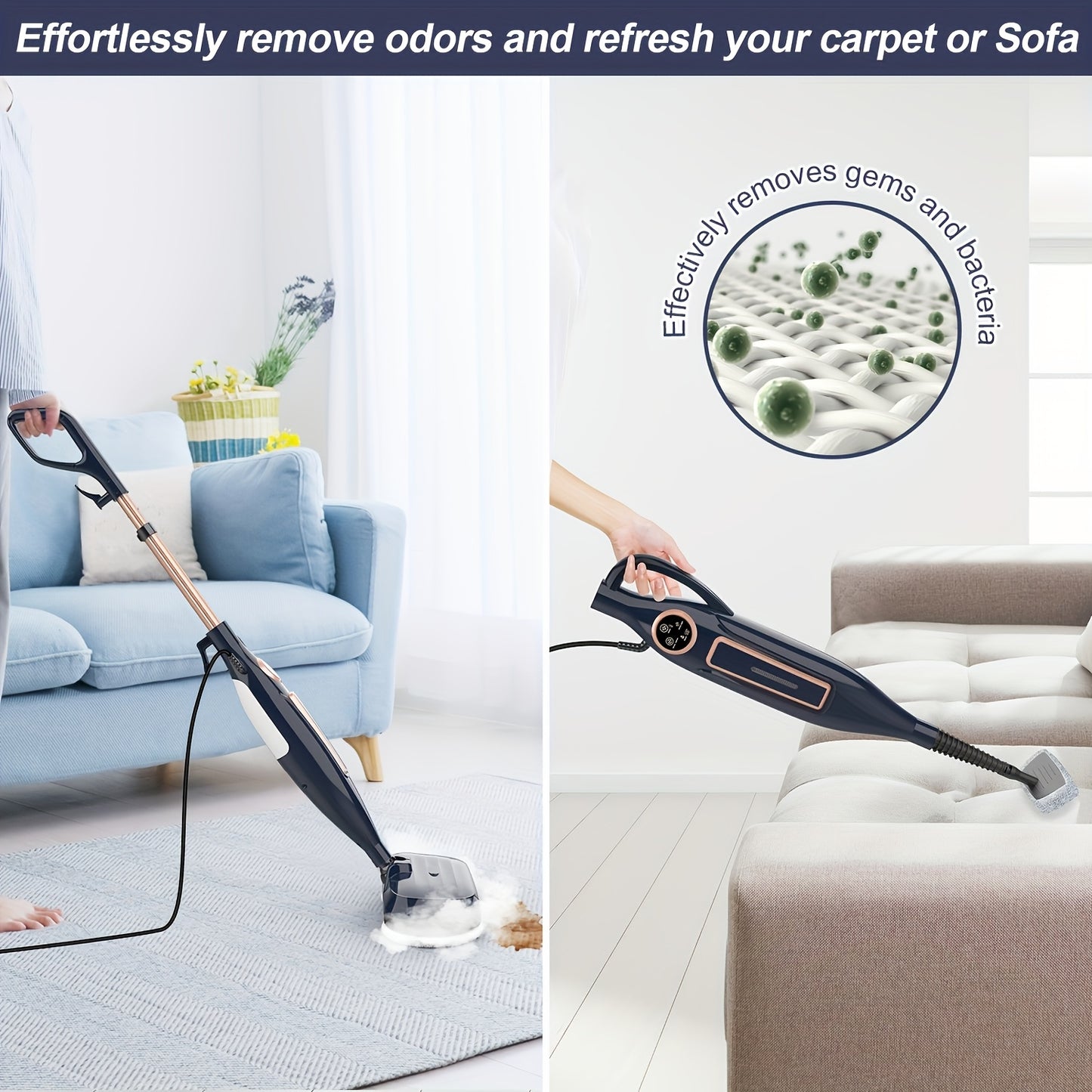 Meet The Steam Mop, 10in 1 Lightweight Spin Mop with Steam Blaster Technology, Scrubbing Steam Mop with Rotating Mop Pads, 3 Steam Modes & LED Headlights for Hard Floor Laminate Marble Floors