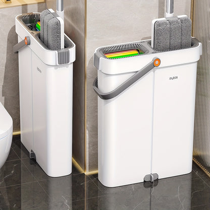 12.99inch Microfiber Flat Mop And Bucket Set Floor Cleaning System, Wet Dry Mop For Wall Cleaner With Long Handle, Hardwood Floor Mop With Microfiber Cloths. Bedroom\u002F Bathrooms\u002Fliving Room Mops For Floor Cleaning