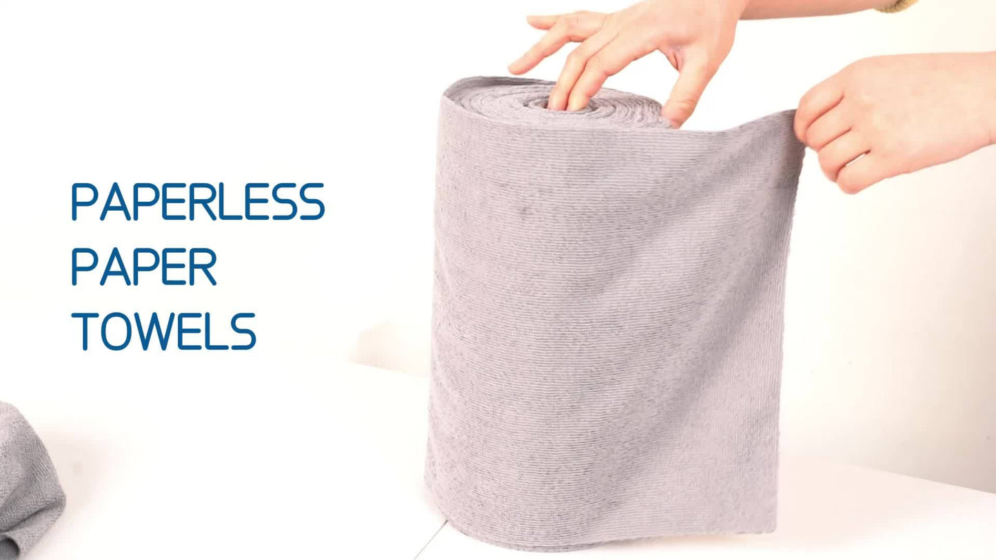 Reusable Microfiber\u002F\u002FNylon Cleaning Cloths Roll - Washable Tear-Off Paper Towels with 12×12 Absorbent Rags, Dishcloths Suitable for Kitchen, House, Car - Cost-Effective & Replacement Sheets