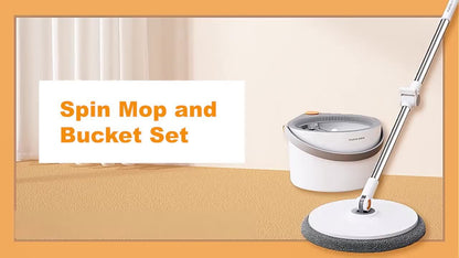 Joybos 360° Spin Mop Set with 4 Reusable Microfiber Pads | Extendable Stainless Steel Handle, Manual Floor Cleaning System for Wet\u002FDry Use, Ideal for Home, Kitchen, Bathroom, Living Room, Toilet - No Electricity Needed, Perfect Mother'S Day Gift