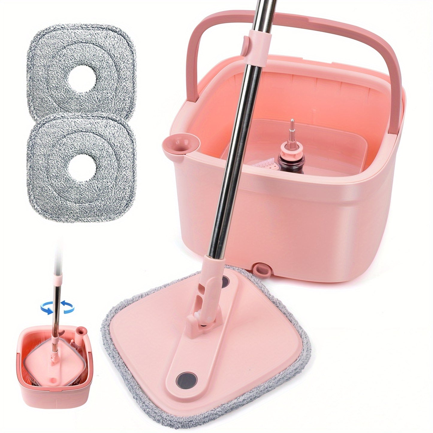 Spin Mop and Bucket Set w\u002F Self-Separation Dirty and Clean Water System, 360° Rotating Mop for Hardwood Tile Marble Floors - Includes 2\u002F 6pcs Refills