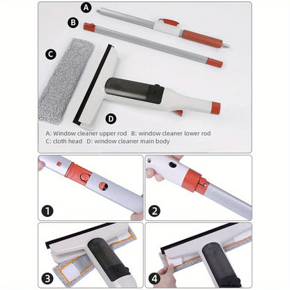 3-in-1 Glass Cleaning 3-in-1 Glass Cleaning Kit - Durable Metal Pole, Silicone Scraper Included - Ideal for High Windows, Shower Doors & Car Windshields - Essential Home Cleaning Tool Holiday Gifts, Halloween And Christmas Decorations
